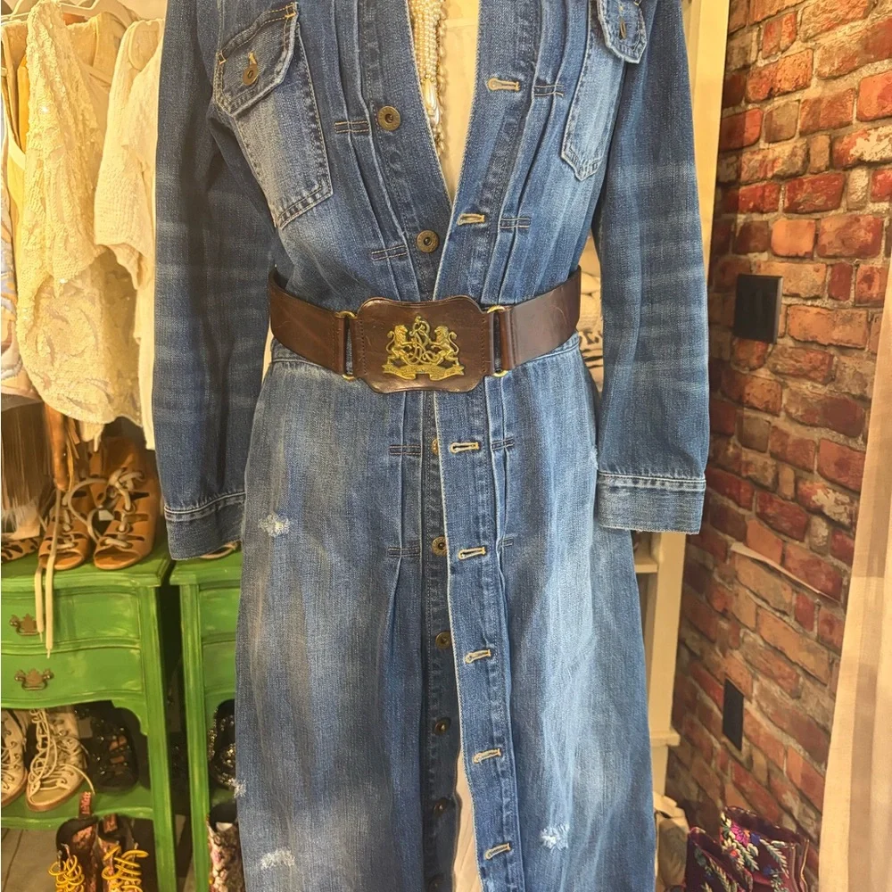 Ralph Lauren Blue Button-Front Maxi Denim Dress - Picture 14 of 16
